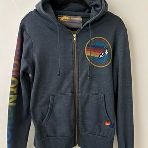 Aviator Nation Dark Gray Hoodie with Rainbow Accents